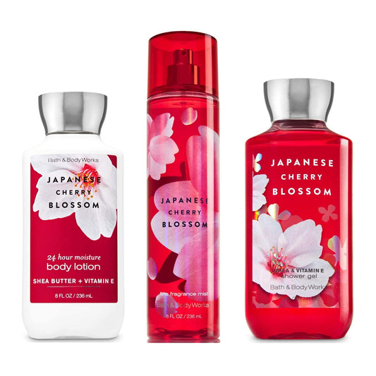 Bath and Body Works - Signature Collection - Japanese Cherry Blossom - Shower Gel - Fine Fragrance Mist & Body Lotion Trio