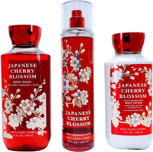 Bath and Body Works - Signature Collection - Japanese Cherry Blossom - Shower Gel - Fine Fragrance Mist & Body Lotion Trio