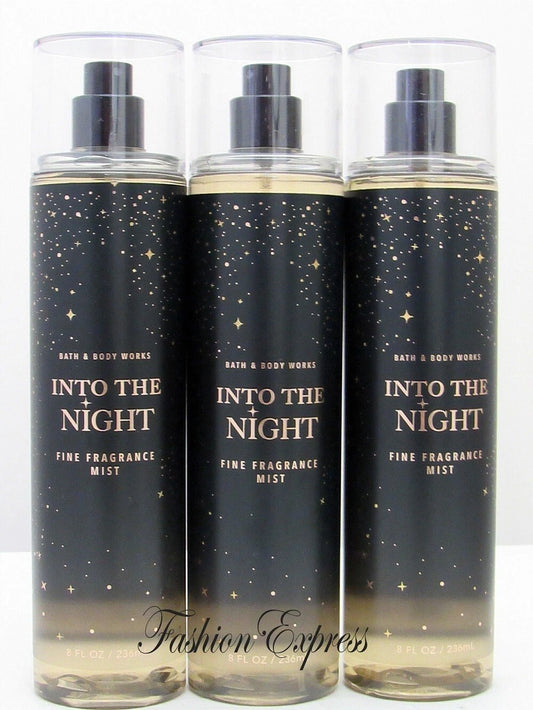 BATH & BODY WORKS INTO THE NIGHT BODY MIST SPRAY 8 FL OZ (LOT OF 3 PCS)