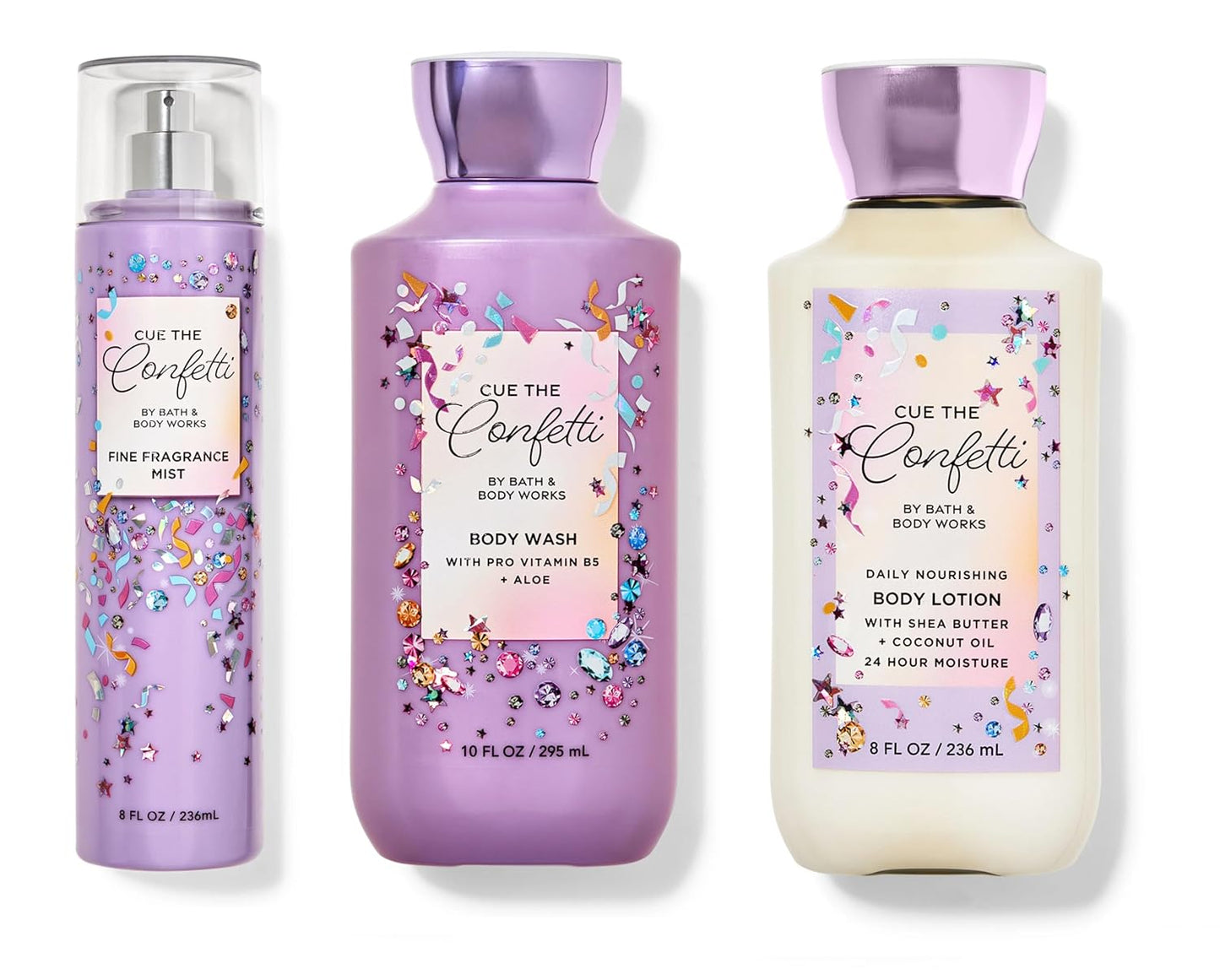 Bath & Body Works – Confetti Daydream - 3 pc Bundle - Fine Fragrance Mist, Ultimate Hydration Body Cream and Shower Gel - Spring 2022